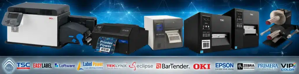 Brands: Labels, Epson, Zebra, Oki, TSC, LabelMate, Bartender, Loftware, EasyLabel, Teklynx